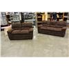 Image 1 : BORWN MICROFIBER SOFA AND LOVESEAT