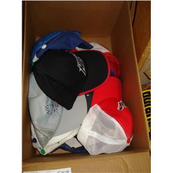BOX OF BASEBALL HATS