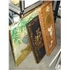 Image 1 : THREE ESTATE PRINTS AND WOOD MOTIF WALL CLOCK