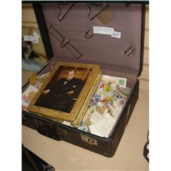 VINTAGE McBRIDE BAGGAGE VALISE WITH THOUSANDS OF ANTIQUE STAMPS