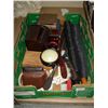 Image 1 : TRAY OF UMBRELLAS BOXES WALLETS AND ESTATE GOODS