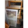 Image 1 : OAK MIRROR WITH SHELF AND WHITE PICTURE FRAME