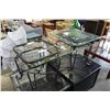 Image 2 : PAIR OF METAL BASE SQUARE GLASSTOP ENDTABLES