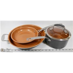 GOTHAM STEEL 3PC PAN SET.