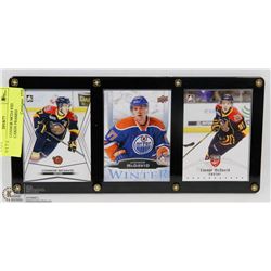 LOT OF 3 CONNOR MCDAVID HOCKEY CARDS FRAMED