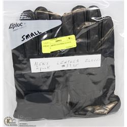 2 PACK MENS LEATHER GLOVES SMALL