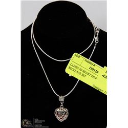 LADIES 3D HEART PENDANT AND NECKLACE SET