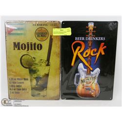 NEW BEER DRINKERS ROCK & MOJITO TIN SIGNS 8X12