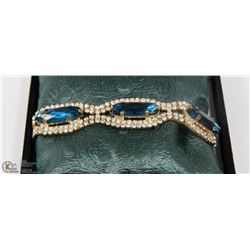FASHION BRACELET WITH BLUE STONES & CZ