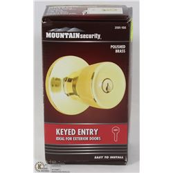 MOUNTAIN SECURITY POLISHED BRASS FINISH KEYED ENTRY