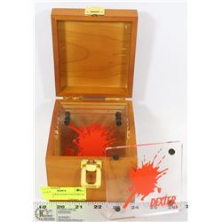 DEXTER BLOOD SLIDE COASTERS IN WOOD BOX