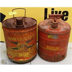 2 VINTAGE METAL GAS CANS.