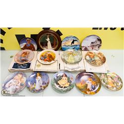 BIN OF 12 COLLECTIBLE PLATES.