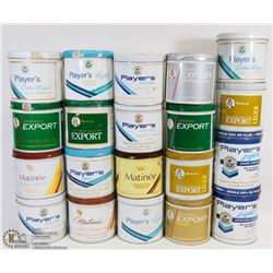 LOT OF 22 TOBACCO TINS.