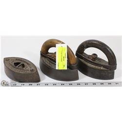 3 VINTAGE FLAT IRONS.