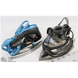 2 VINTAGE TRAVEL IRONS.