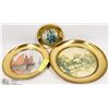Image 1 : 3 BRASS PICTURE PLATES.