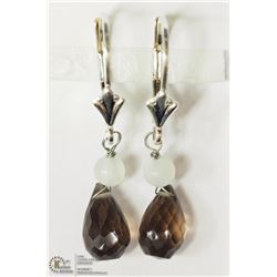 2) STERLING SILVER SMOKEY QUARTZ DROP EARRINGS