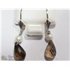 Image 2 : 2) STERLING SILVER SMOKEY QUARTZ DROP EARRINGS