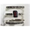 Image 1 : 3) STERLING SILVER GARNET & MARCASITE RING