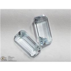 6) 2 GENUINE AQUAMARINE EMERALD CUT GEMSTONES
