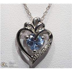 9) STERLING SILVER AQUAMARINE PENDANT NECKLACE