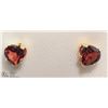 Image 1 : 17) 14KT GOLD GARNET HEART SHAPED EARRINGS
