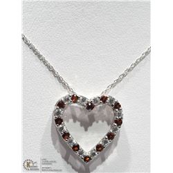 19) STERLING SILVER GARNET PENDANT NECKLACE
