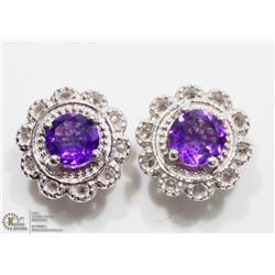 21) ST. SILVER AMETHYST 2-IN-1 EARRINGS W/JACKET