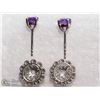 Image 3 : 21) ST. SILVER AMETHYST 2-IN-1 EARRINGS W/JACKET
