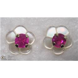 23) 10KT RUBY W/MOTHER OF PEARL JACKET EARRINGS