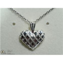 26) STERLING SILVER HEART SHAPED PENDANT W/CHAIN