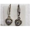 Image 1 : 27) STERLING SILVER HEART CZ & MARCASITE EARRINGS