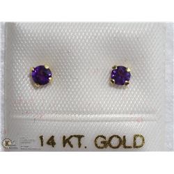 28) 14KT GOLD AMETHYST SCREWBACK EARRINGS