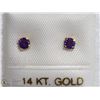 Image 1 : 28) 14KT GOLD AMETHYST SCREWBACK EARRINGS