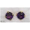 Image 2 : 28) 14KT GOLD AMETHYST SCREWBACK EARRINGS