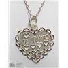 Image 1 : 33) ST. SILVER 'JE T'AIME' HEART PENDANT NECKLACE