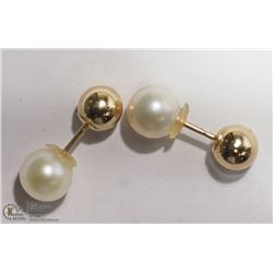 34) 10KT GOLD & FRESHWATER PEARL 2-IN-1 EARRINGS
