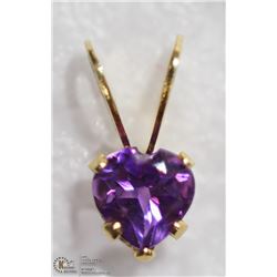 42) 10KT Y. GOLD AMETHYST PENDANT W/WHITE TOPAZ
