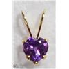 Image 1 : 42) 10KT Y. GOLD AMETHYST PENDANT W/WHITE TOPAZ