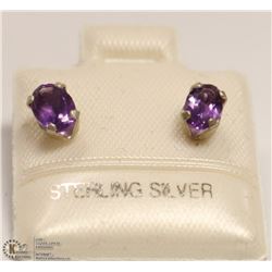43) STERLING SILVER AMETHYST EARRINGS