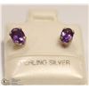 Image 1 : 43) STERLING SILVER AMETHYST EARRINGS