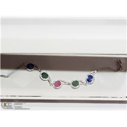 47) STERLING SILVER GEMSTONE BRACELET