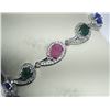 Image 3 : 47) STERLING SILVER GEMSTONE BRACELET