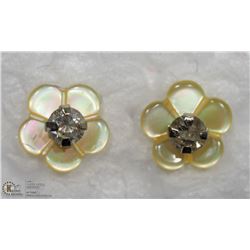 50) 14K DIAMOND EARRINGS W/MOTHER OF PEARL JACKET
