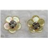 Image 1 : 50) 14K DIAMOND EARRINGS W/MOTHER OF PEARL JACKET