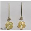 Image 3 : 50) 14K DIAMOND EARRINGS W/MOTHER OF PEARL JACKET