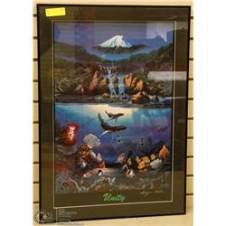 "UNITY" WATERFALL PICTURE FRAMED