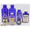 Image 1 : LOT OF 7 BLUE & CLEAR DRUG STORE BOTTLES.