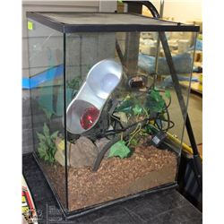 LARGE TERRARIUM WITH HEAT LAMP(WORKING) ,